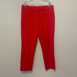 Anne Klein Size 10 Slim Fit Ankle Pants Cherry Red New Front Zip Seamed Work